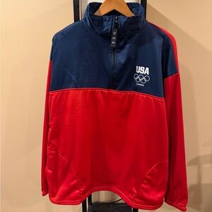 Vintage USA 2012 London Olympics Red Pullover Quarter Zip Sweatshirt